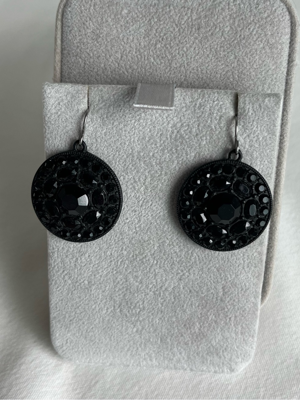 Black Faceted Round Drop Earrings - Women's Jewelry